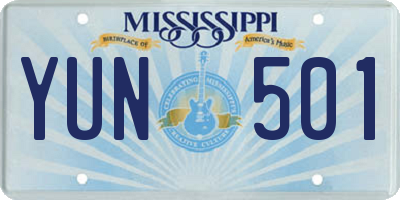 MS license plate YUN501