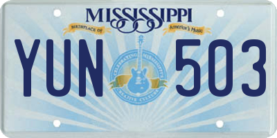 MS license plate YUN503