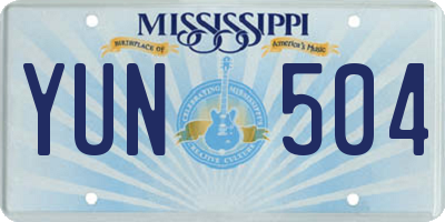 MS license plate YUN504