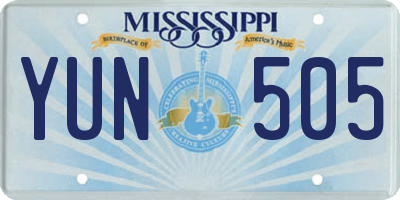 MS license plate YUN505