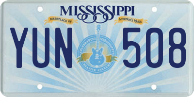 MS license plate YUN508