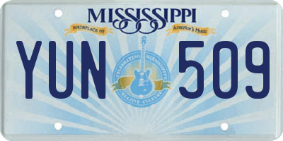 MS license plate YUN509