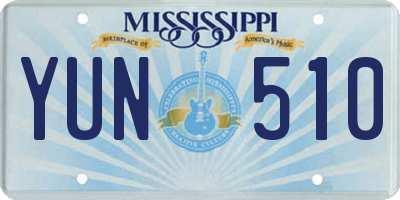 MS license plate YUN510