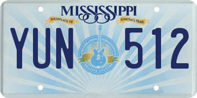 MS license plate YUN512