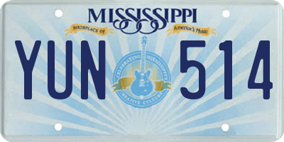 MS license plate YUN514