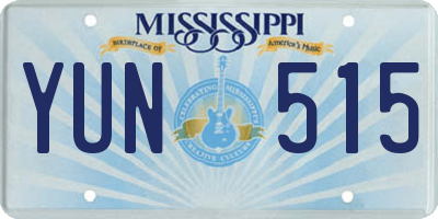 MS license plate YUN515