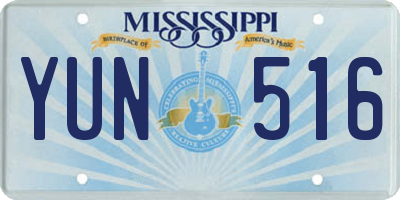 MS license plate YUN516