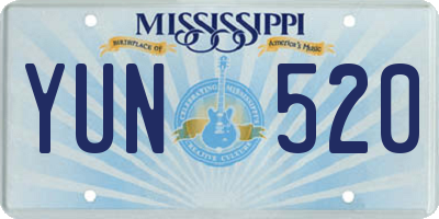 MS license plate YUN520