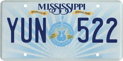 MS license plate YUN522