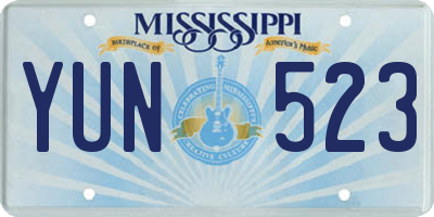 MS license plate YUN523