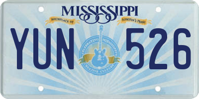 MS license plate YUN526