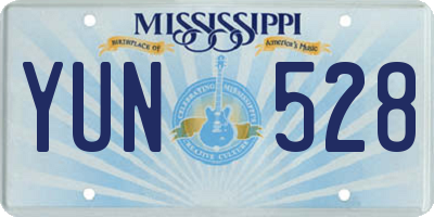 MS license plate YUN528
