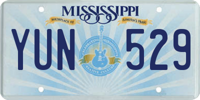 MS license plate YUN529