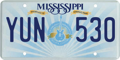 MS license plate YUN530