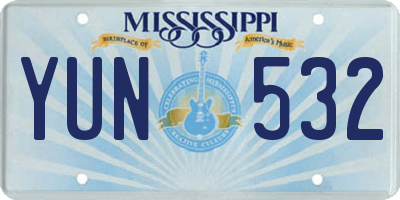 MS license plate YUN532