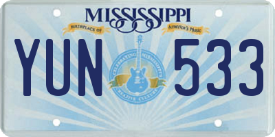 MS license plate YUN533