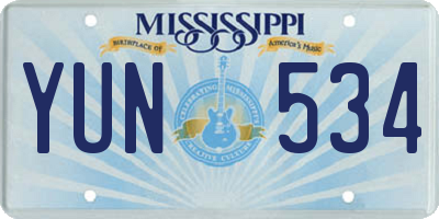 MS license plate YUN534