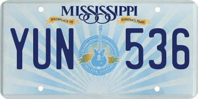 MS license plate YUN536