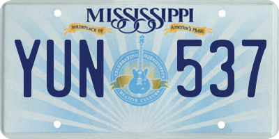 MS license plate YUN537