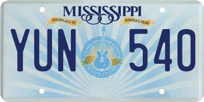 MS license plate YUN540