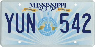 MS license plate YUN542
