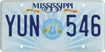 MS license plate YUN546