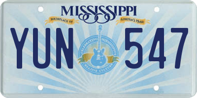 MS license plate YUN547