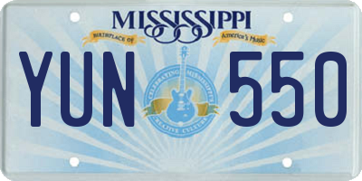 MS license plate YUN550