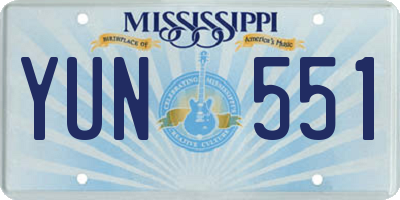 MS license plate YUN551