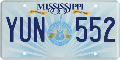 MS license plate YUN552