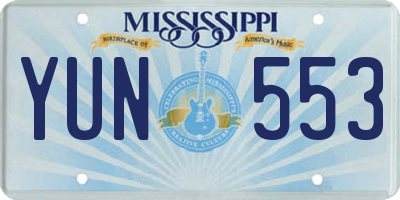 MS license plate YUN553