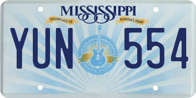 MS license plate YUN554