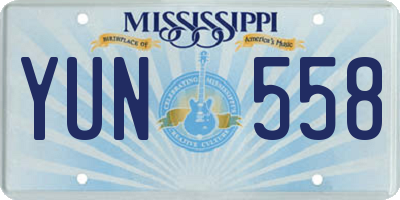 MS license plate YUN558
