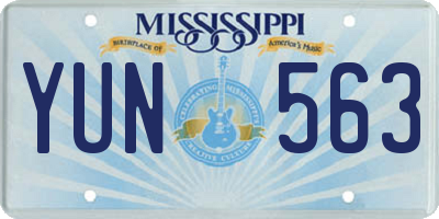 MS license plate YUN563
