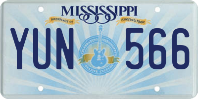 MS license plate YUN566