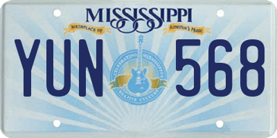 MS license plate YUN568