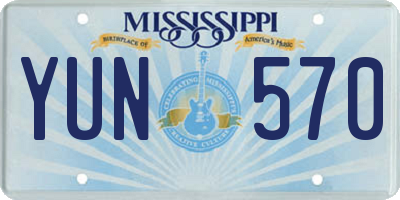 MS license plate YUN570