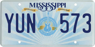 MS license plate YUN573