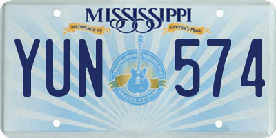MS license plate YUN574