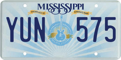 MS license plate YUN575