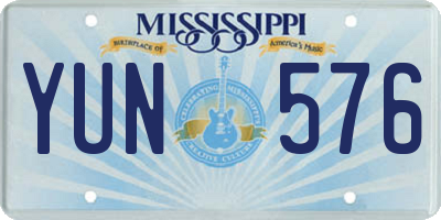 MS license plate YUN576