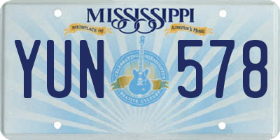 MS license plate YUN578