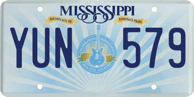MS license plate YUN579