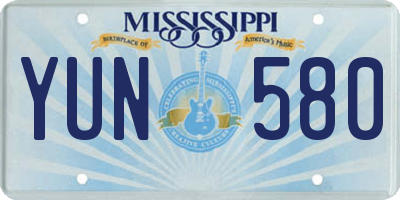 MS license plate YUN580