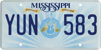 MS license plate YUN583