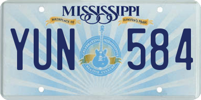MS license plate YUN584