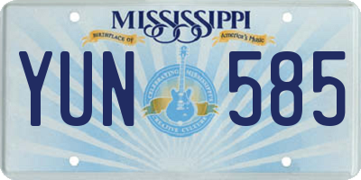 MS license plate YUN585