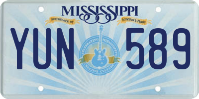 MS license plate YUN589