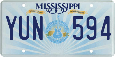 MS license plate YUN594