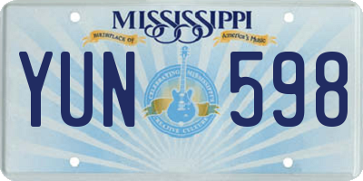 MS license plate YUN598